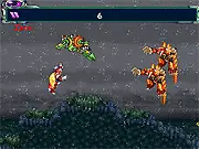 The hero in the free online game Zero X slashing a horde of pixelated monsters with a sword.
