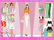 Screenshot of the free online game Party Dress Up showing a girl model in a glamorous gown and elegant jewelry, ready for a formal party.