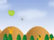 Screenshot of Balloon Hunt arcade game showing colorful balloons, darts, and a high-score counter