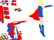 Free online gameplay screenshot of Supergirl Dress Up, showing the superhero character in a customizable costume, ready to be styled