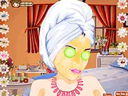 Woman receiving a clean facial spa treatment in the beauty salon makeover game on PlayArcadeHub