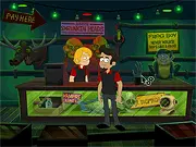 Screenshot from Midnight Spooks: The Thing in the Basement showing three characters (Jacob, Noah, and Mason) exploring the spooky, point-and-click museum environment