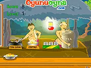Gameplay screen of the free online game Thattu Kada showing various street food items being served with toppings and tea