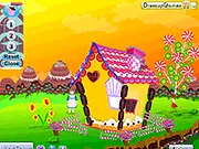 Decorating a vibrant candyland scene with giant lollipops, chocolate houses, and colorful gumdrops in the free online Candyland Decoration game