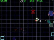 Gameplay screenshot of the free online game Shape Em Up Arcade showing a spaceship shooting at various geometric shapes
