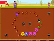 Busy honey bee flying over a flower garden to spread pollen in the free online game Farm Bee