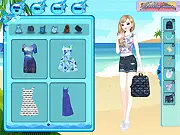 Elsa Shark Week Dress Up game banner showing Princess Elsa in a stylish, shark-themed beach outfit