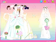 Classic Wedding Dressup game screenshot, a beautiful bride in an elegant gown and veil, free online wedding fashion game on PlayArcadeHub