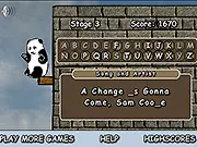 The Save Pandus game screen showing the cute panda character and the Hangman word puzzle interface