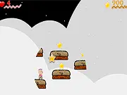 Mitta on Starryland free online game screenshot showing the character Mitta collecting stars and dodging enemies on a starry night backdrop