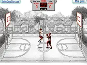 Town Basket game screenshot, play free online 1v1 basketball game on PlayArcadeHub, player defending an opponent on a street court