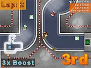 A futuristic race car speeding around a circuit track in the Circyt Demo online racing game