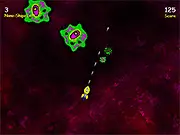 Gameplay screenshot of Germaphobe, a free online shooter game where the player eliminates germs inside a character's belly.