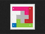 Free online game screenshot of Hue Brix showing a colorful puzzle grid with paths being drawn between numbered blocks.