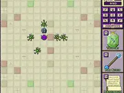 Screenshot of the Oliver & the Basilisks game, showing a grid with a small wizard character (Oliver) being chased by multiple enemy Basilisks, with action buttons on the right.