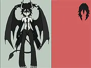 Reaper of the Night manga dress up game screenshot showing a gothic, supernatural character with dark clothing, perfect for anime fans