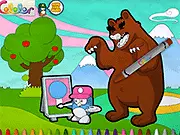 Color Up Lurking Bear free online game, coloring a scene with Akainik the penguin painting and a bear