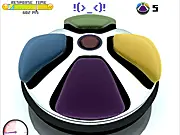 Super Saimon game screen showing four colored buttons (red, blue, green, yellow) used for the classic memory sequence game