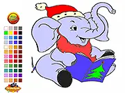 Blissful Elephant Coloring free online game, color an elephant reading a book, relaxing artistic game, PlayArcadeHub