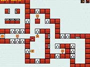 A complex level setup in the free online puzzle game Mind Blow, featuring colored blocks and targets that require a strategic solution