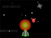 Space Bandidos free online shooter game screenshot showing a spaceship battling alien enemies and obstacles