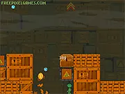 Screenshot of the Edvard Grieg game showing the player character collecting money from an open box while a fireball enemy closely follows them.