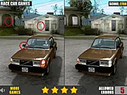 Screenshot of Volvo Differences online game showing two side-by-side images of a Volvo car where the player must click to find the five hidden discrepancies