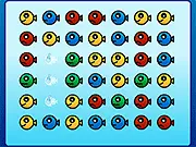 Fishy Catch Match 3 free online game screenshot showing colorful fish icons on a puzzle board