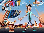 Flint Lockwood Dress Up free online game screenshot featuring the inventor in various fun outfits