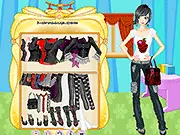 A girl with black hair and gothic makeup, wearing a dark lace dress and elaborate accessories, as seen in the free online game Gothic Beauty Dressup