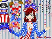 Independence Day Costumes free online game image: model wearing a stylish red, white, and blue outfit for a 4th of July party.
