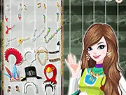 Screenshot of Thanksgiving Makeover game showing a girl ready for the holiday dinner in a festive outfit and makeup