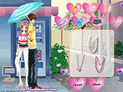 Raining Love Dress Up free online game, couple under umbrella fashion, romantic date outfit styling, PlayArcadeHub