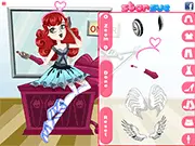 Screenshot from C.A Cupid Dress Up showing a cute animated Cupid character in a fashionable outfit, holding a bow and arrow, ready for a makeover. Play free online dress up game.