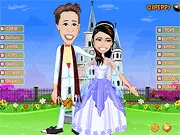 Bride and Groom Wedding Dressup free game screenshot, styling a glamorous bride and enthusiastic groom for their wedding day