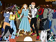Disco Couple Dress Up game showing a couple in 70s-style clothing, ready for a night of disco dancing