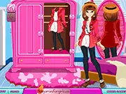 Fashion In Mirror free online dress up game screenshot showing a girl trying on a new outfit