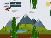 Screenshot from Pass Out free online arcade game showing a small character attempting to navigate between moving, deadly hazards