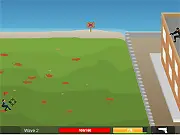A military character defending a fortified position against multiple waves of incoming enemies in the Ambush Delta shooting game