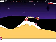 Crazy Sleigh free online game screenshot, precision control game, dropping presents on houses, festive skill challenge