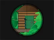 A stickman sniper aiming a rifle across a level in The Fall of Scorpion Garcia free online game