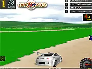 Screenshot of Off 3D Race online game, a red race car driving on a 3D circuit track