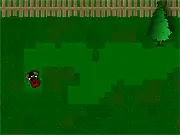 Screenshot of the Cut! Lawn Mowing online game showing a lawn mower cutting grass while avoiding obstacles and chasing a mole for a bonus.