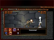 Screenshot of My Pet Protector Generation 2 showing a customized character ready for a turn-based battle against an enemy creature on a fantasy background. Play free online.