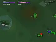 A soldier using a large gun to defend a base from multiple approaching enemy troops in the free online game Flash Gunner