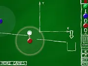 Magnetic Moment game screenshot showing a metallic ball being guided by strategically placed red (positive) and blue (negative) magnets in a puzzle level.
