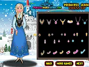 Princess Anna in a stunning new dress and accessories from the free online dress up game