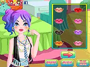 Model dressed in a gothic, spooky-themed outfit with dark makeup and accessories from the free online dress up game Spooky Monster High Girl