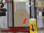 Screenshot from Desolation - The Stages of Anxiety, a creepy shooting game where the player battles monsters in a dark, infested building using a variety of weapons