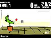 Feed My Flytrap Free Online Game – Physics puzzle screenshot of flies falling toward the Venus Flytrap on PlayArcadeHub
